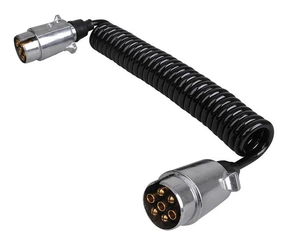 ProPlus 343537 Spiralkabel 3,5 Meter aus Metall mit 2 Steckern 7 polig