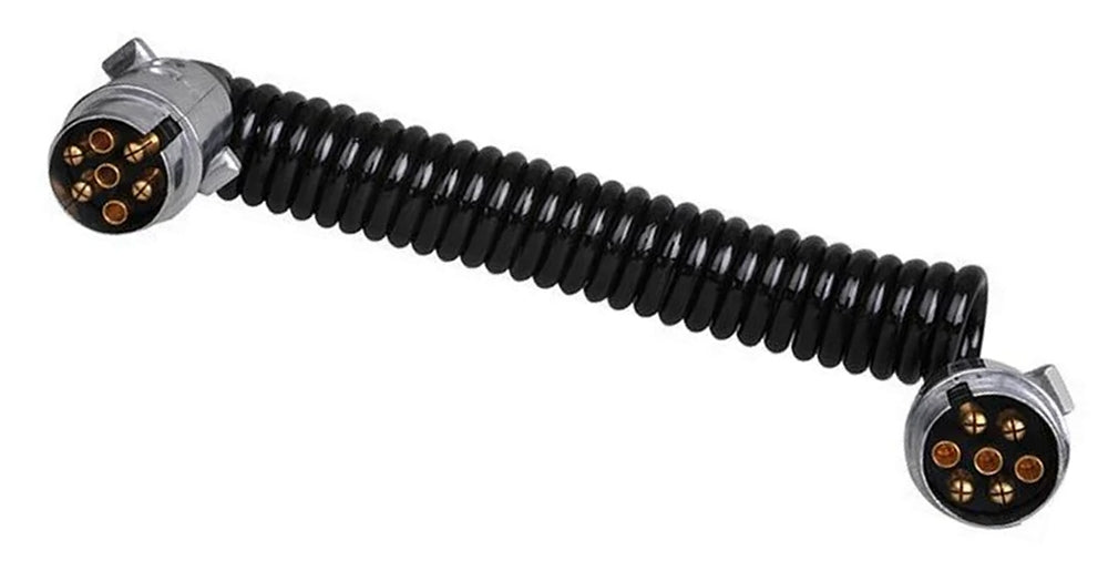 ProPlus 343537 Spiralkabel 3,5 Meter aus Metall mit 2 Steckern 7 polig