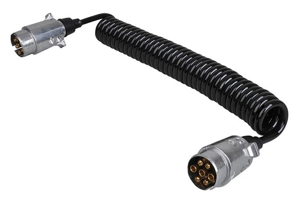 ProPlus 343537L Spiralkabel 4,5 Meter aus Metall mit 2 Steckern 7 polig