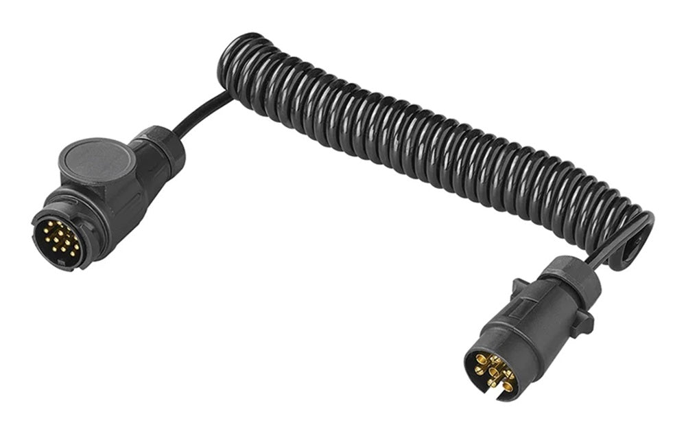 ProPlus 343541V02 Spiralkabel 3 Meter aus PVC mit Stecker 7 polig und Stecker 13 polig
