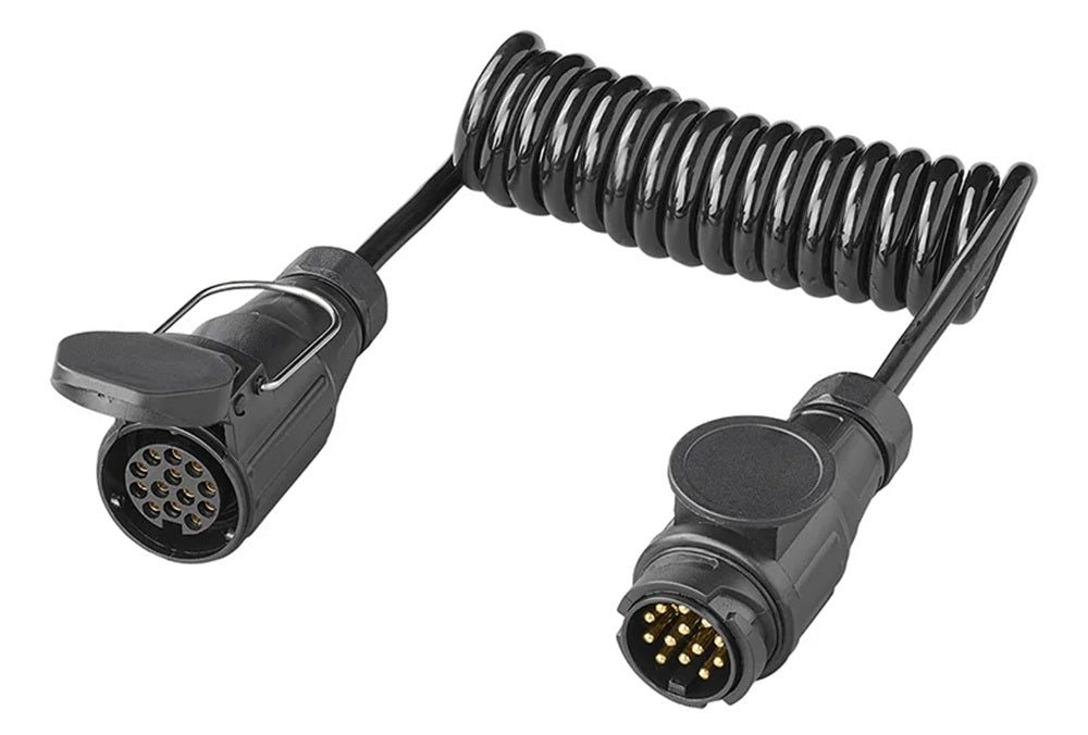ProPlus 343541V03 Spiralkabel 1,5 Meter aus PVC 8 Adern mit Stecker und Steckdose 13 polig