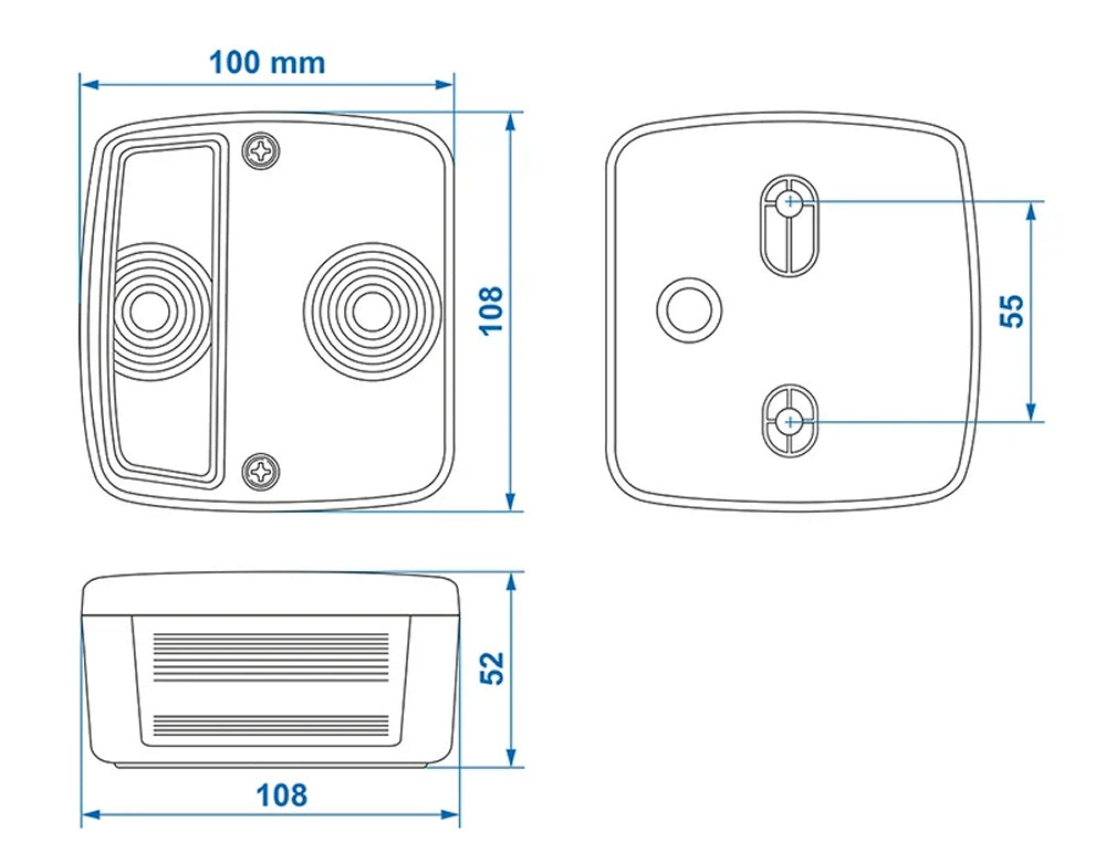 ProPlus 343602PM Rückleuchte 100 x 108mm 4 Funktionen für Anhänger Wohnwagen Wohnmobil