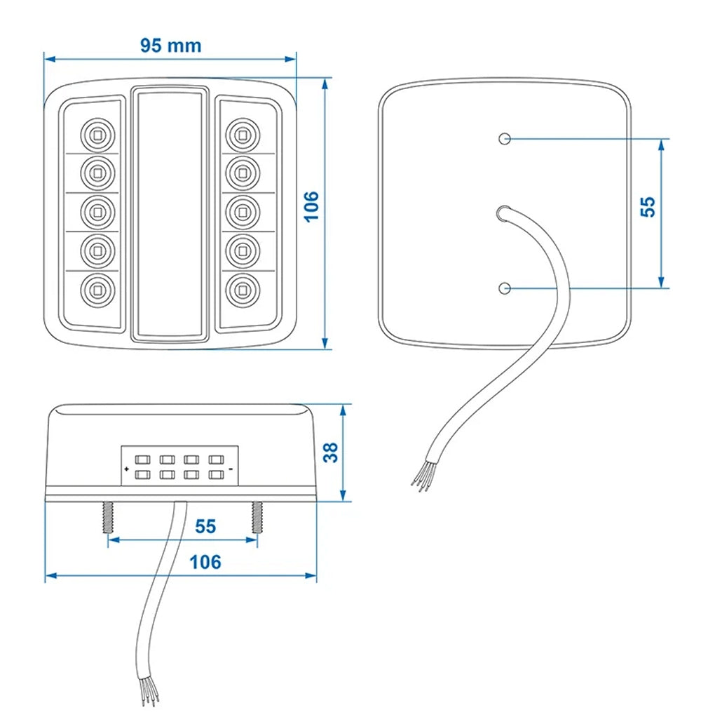 ProPlus 343604 Rückleuchte 95 x 106mm 4 Funktionen 14 LED für Anhänger Wohnwagen