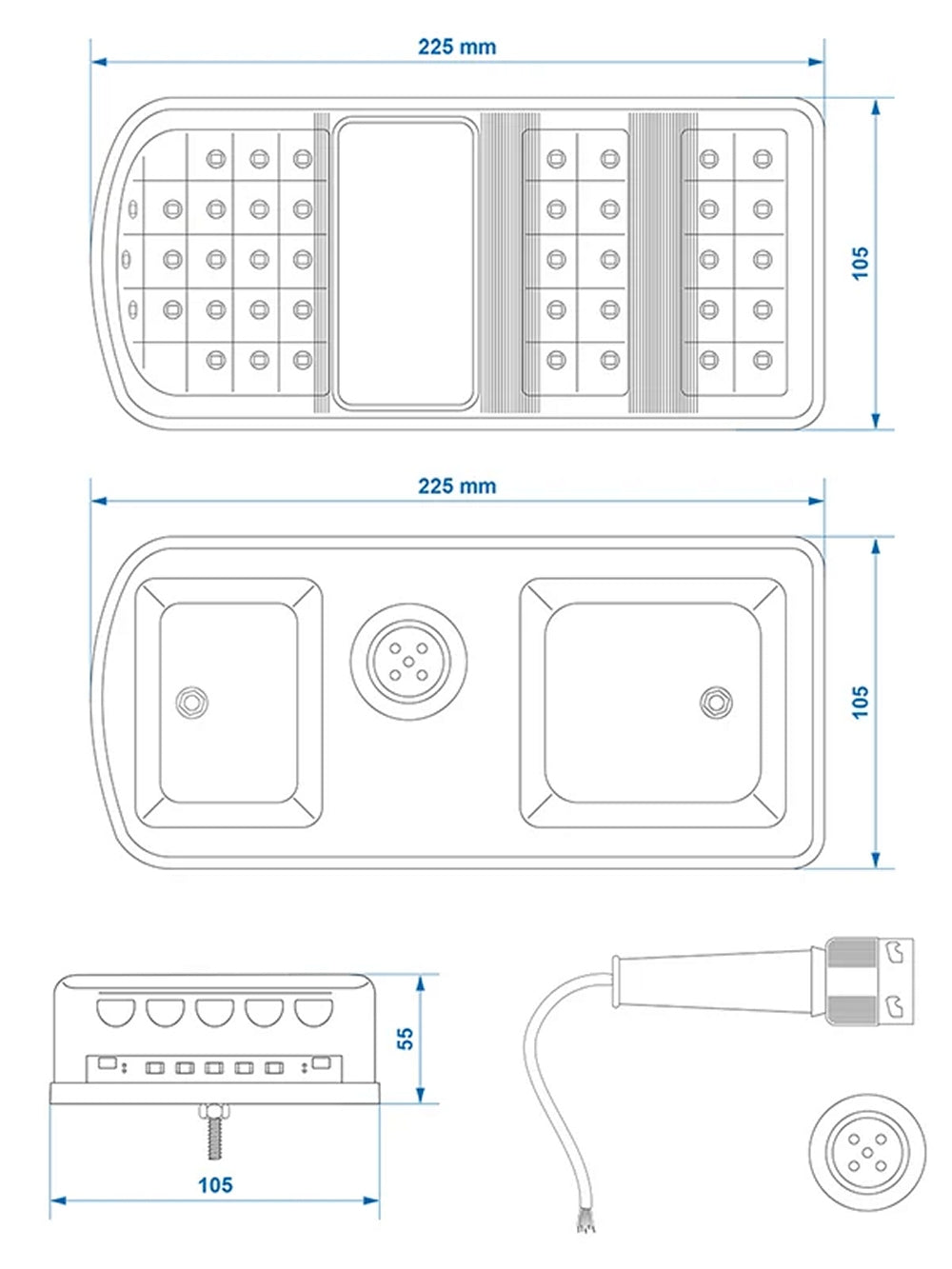 ProPlus 343626 Rückleuchte 6 Funktionen 225x105mm 43 LED links für Anhänger