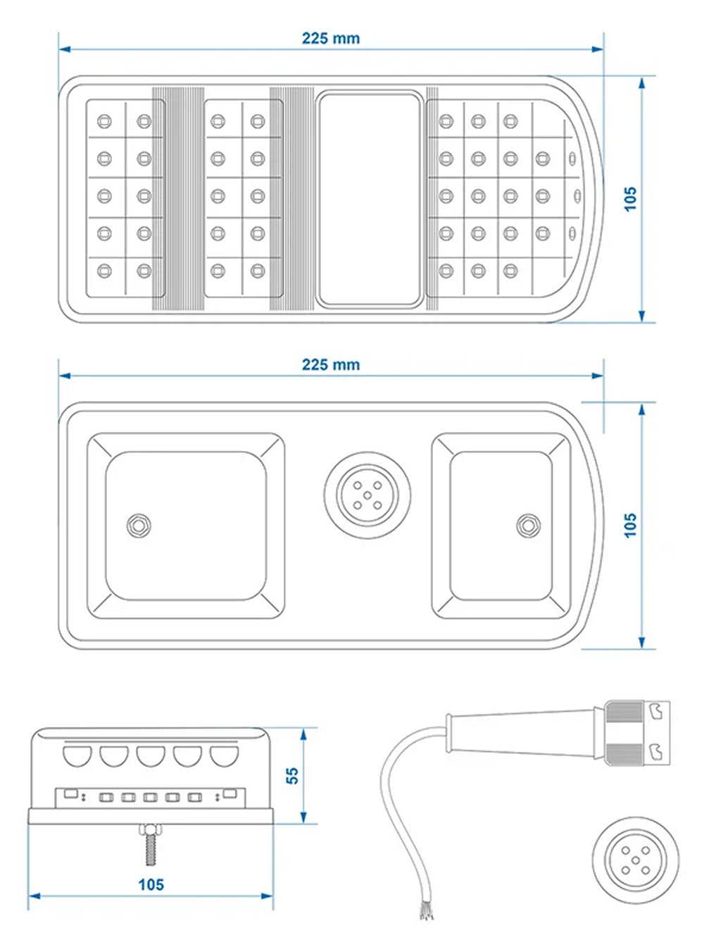 ProPlus 343627 Rückleuchte 6 Funktionen 225x105mm 43 LED rechts für Anhänger