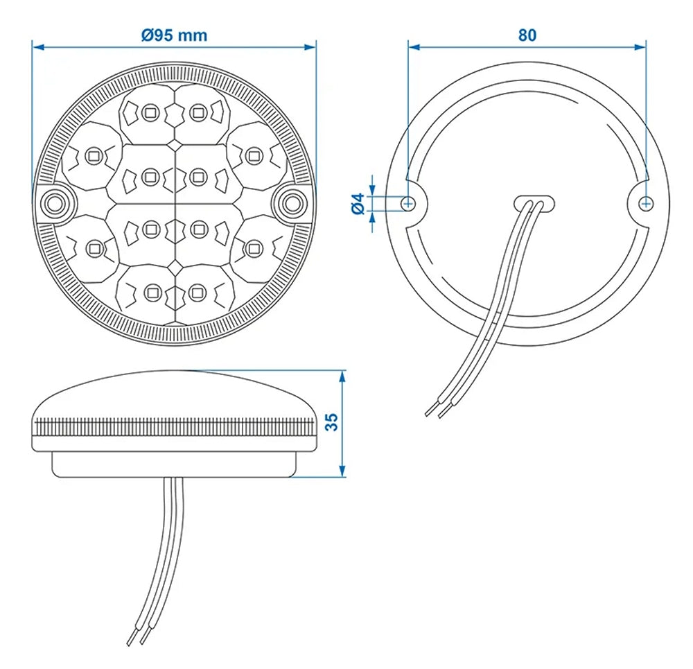ProPlus 343633RD Nebelschlussleuchte Ø95mm 12 LED für Anhänger Wohnwagen Wohnmobil