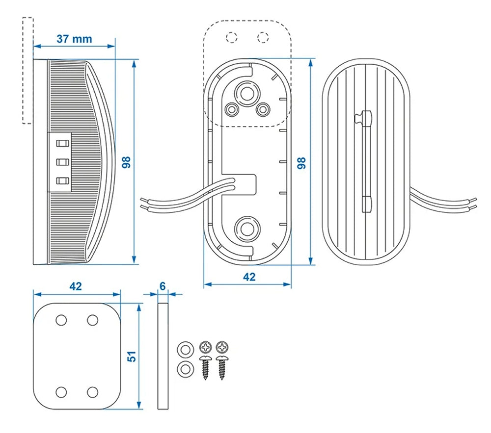 ProPlus 343715 Umrissleuchte 6 LED rot/weiß rechts Pendel für Anhänger