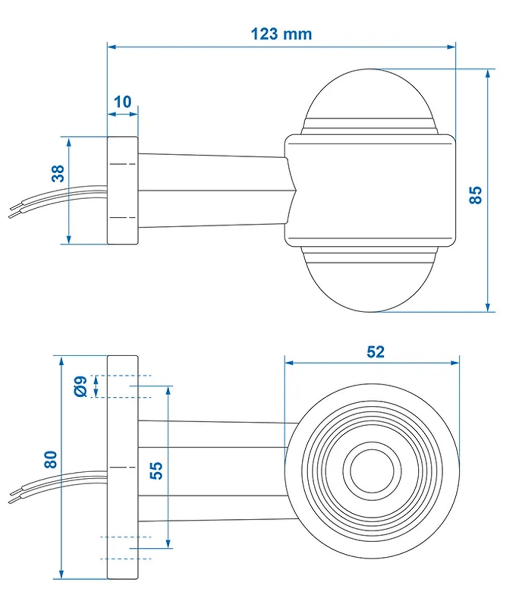 ProPlus 343717 Umrissleuchte rot/weiß 123x85mm gerade für Anhänger Wohnwagen Wohnmobil