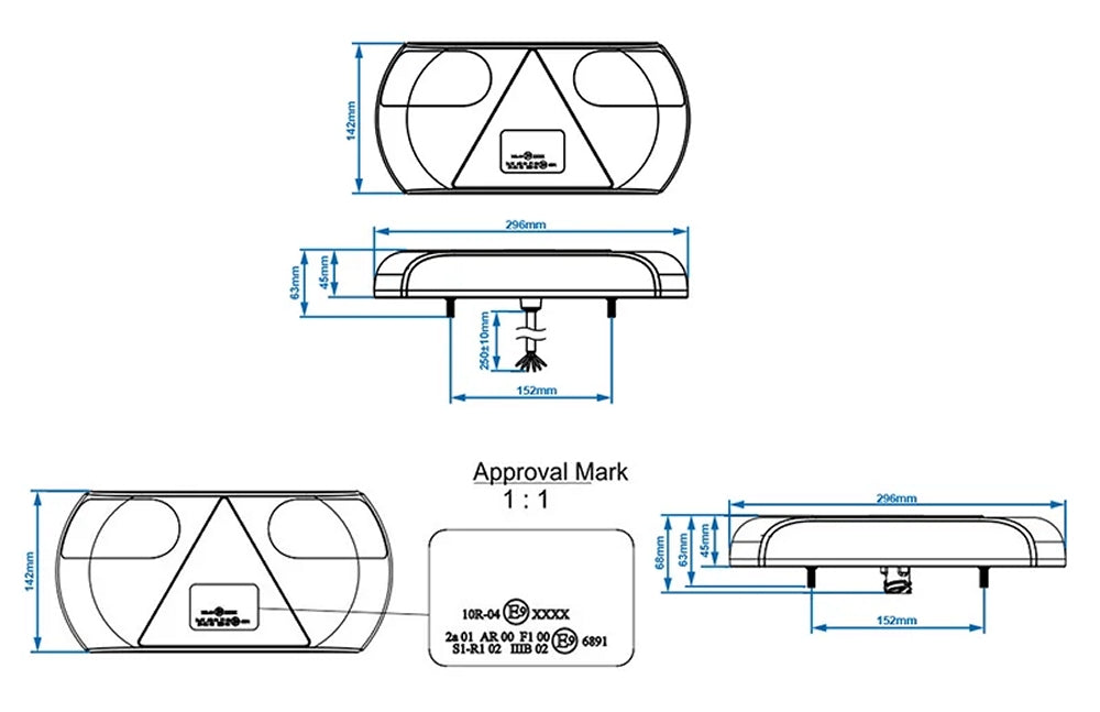 ProPlus 343946 Rückleuchte 6 Funktionen 296x142mm 32 LED rechts für Anhänger