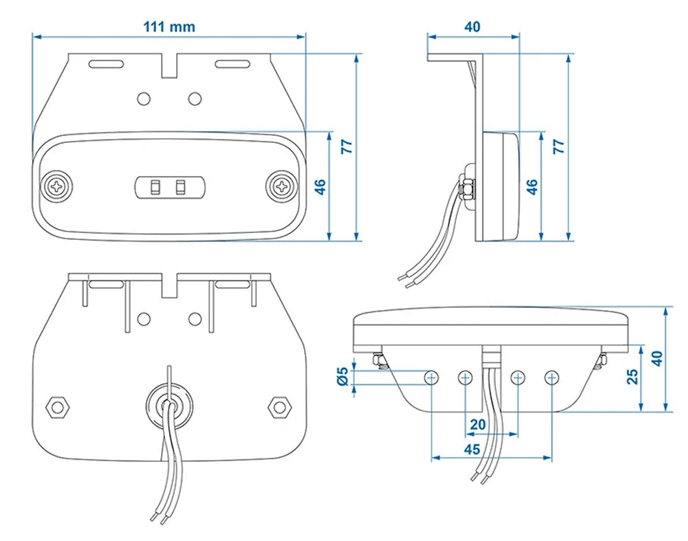 ProPlus 343977 Seitenmarkierungsleuchte orange 110x45mm LED Halter für Anhänger