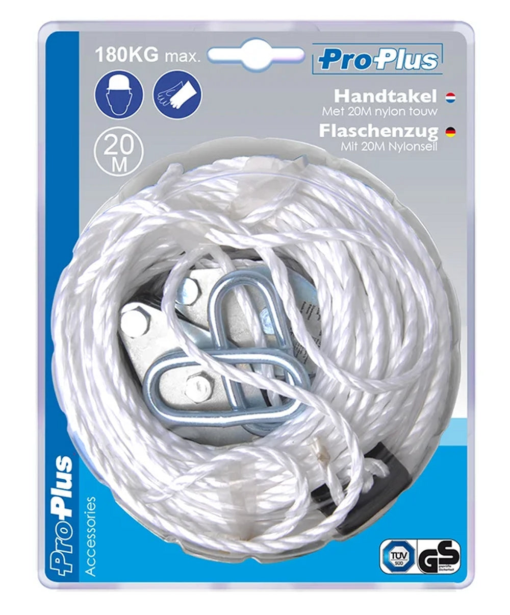 ProPlus 345007 Flaschenzug mit 20 Meter Nylonseil Seilzug