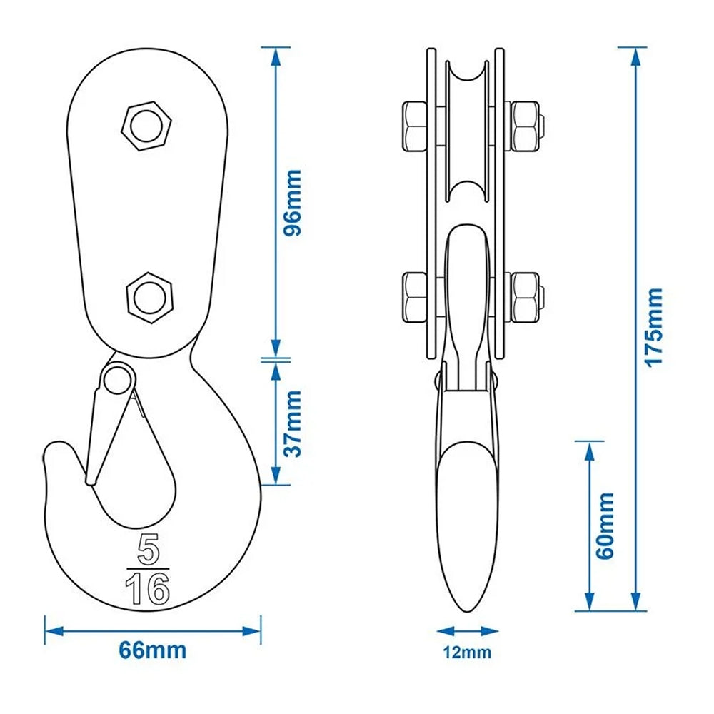 ProPlus 345041 Umlenkrolle mit Haken für elektrische Seilwinde
