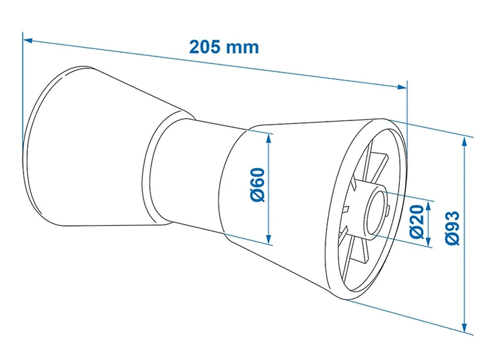 ProPlus 345465 Kielrolle blau PE für Bootstrailer