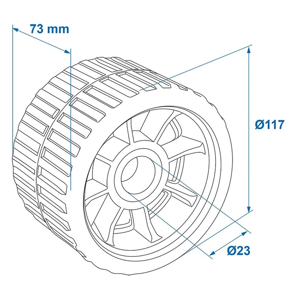 ProPlus 345473 Seitenrolle blau PE für Bootstrailer