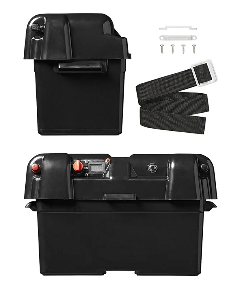 ProPlus 346984V02 Batteriebox 35x18x20cm 2 x USB - 1 x 12V Steckdose Voltmeter