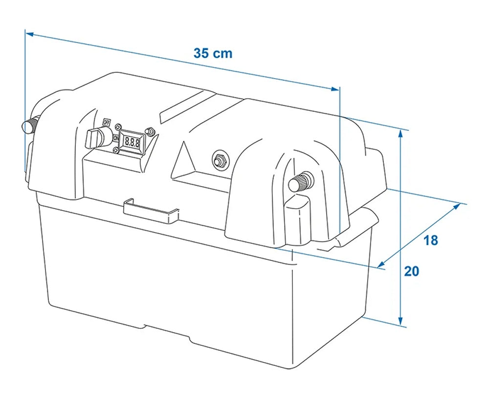 ProPlus 346984V02 Batteriebox 35x18x20cm 2 x USB - 1 x 12V Steckdose Voltmeter