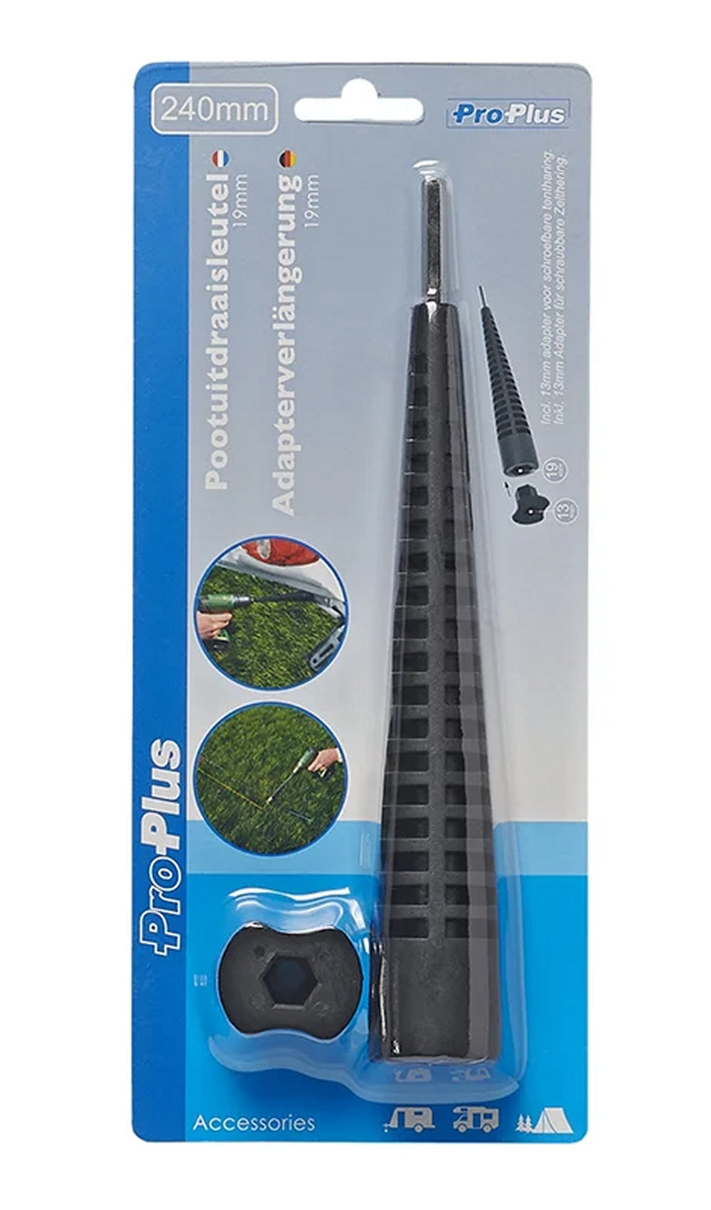 ProPlus 360034 Adapterverlängerung 240mm / 19mm & 13mm Adapter für Ausdrehstütze Steckschlüssel