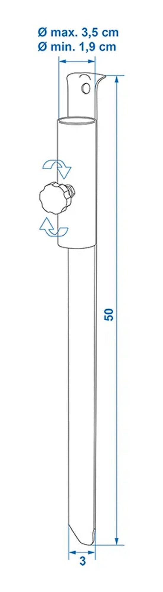 ProPlus 360815 Wäschespinne Sonnenschirm Rasendorn 50cm Ø35mm Camping