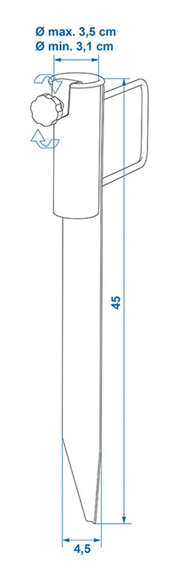 ProPlus 360816 Wäschespinne Sonnenschirm Rasendorn 45cm Ø35mm Camping
