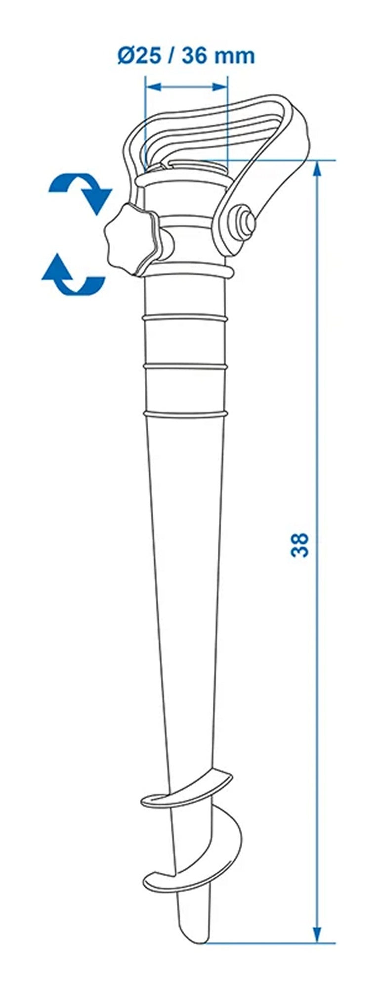 ProPlus 360819 Sonnenschirm Rasendorn 38cm Ø25/36mm Schirmständer