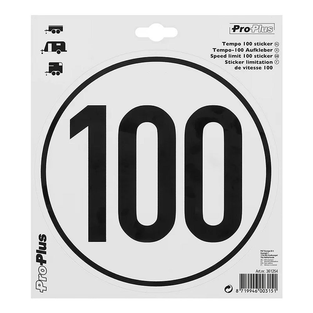 ProPlus 361254 Tempo 100 Aufkleber Sticker Wohnwagen Wohnmobil