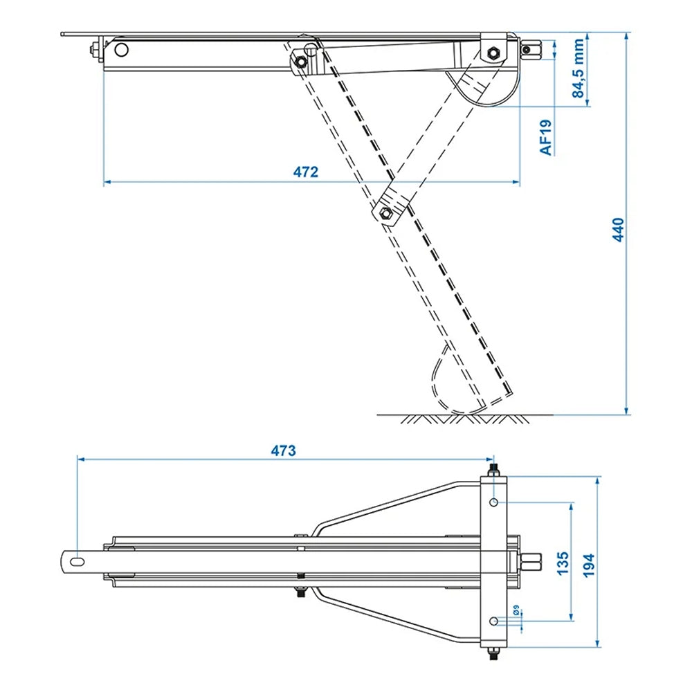 ProPlus 361508 Ausdrehstütze 500kg 460x195mm H:440mm Abstellstütze Stützfuß