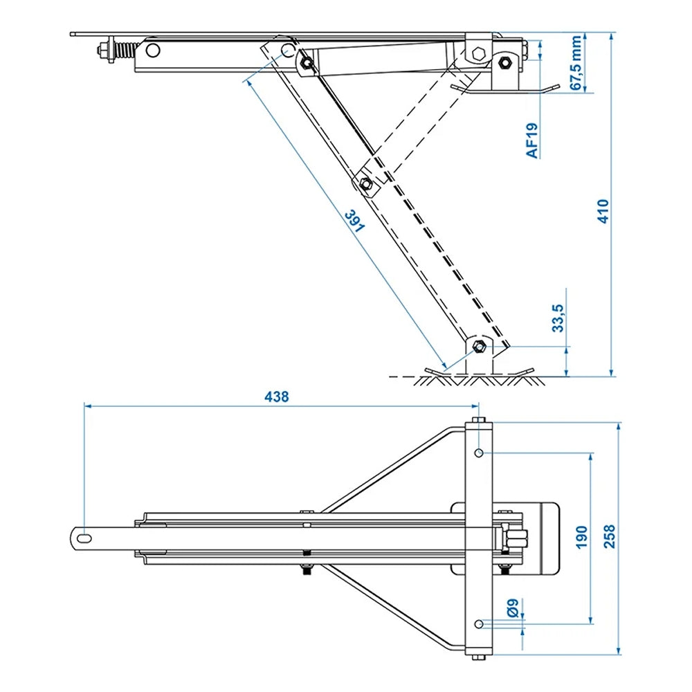ProPlus 361509 Ausdrehstütze kompakt mit kippbarem Fuß 500kg 438x265mm H:410mm