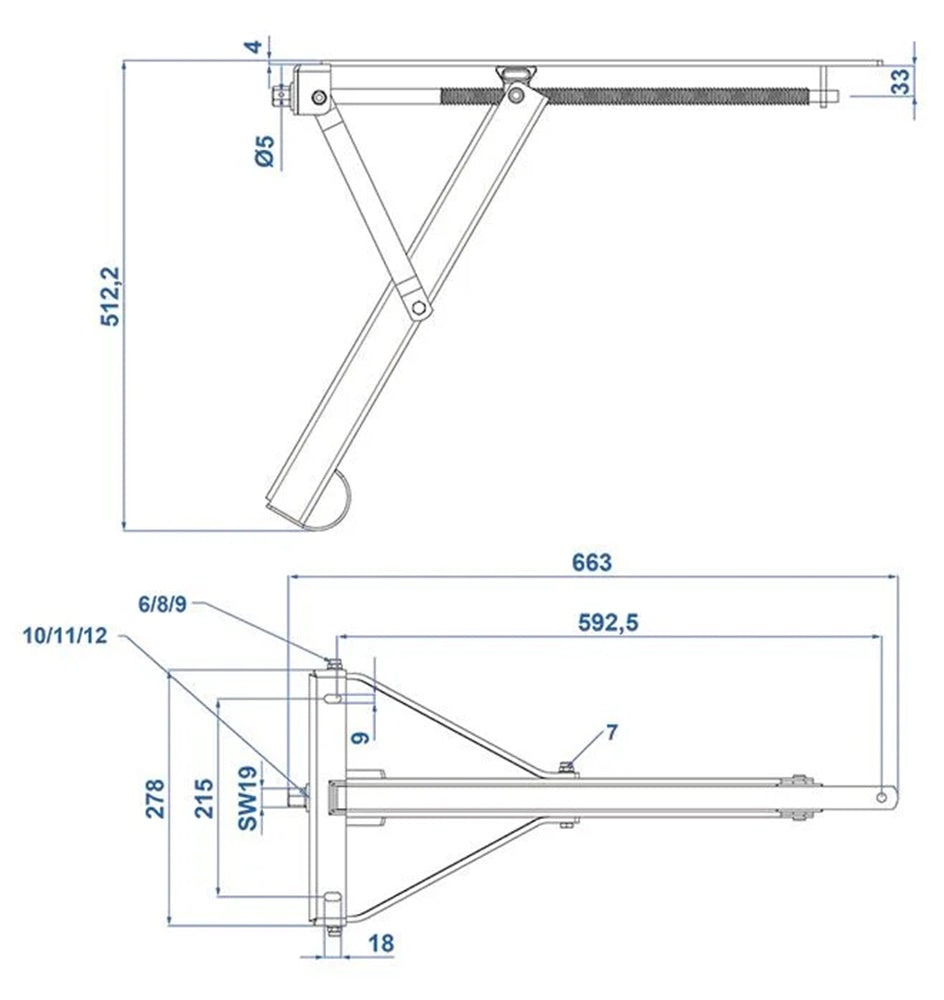 ProPlus 361512V01 Ausdrehstütze 450g 663 x 278mm H:512mm Abstellstütze Stützfuß