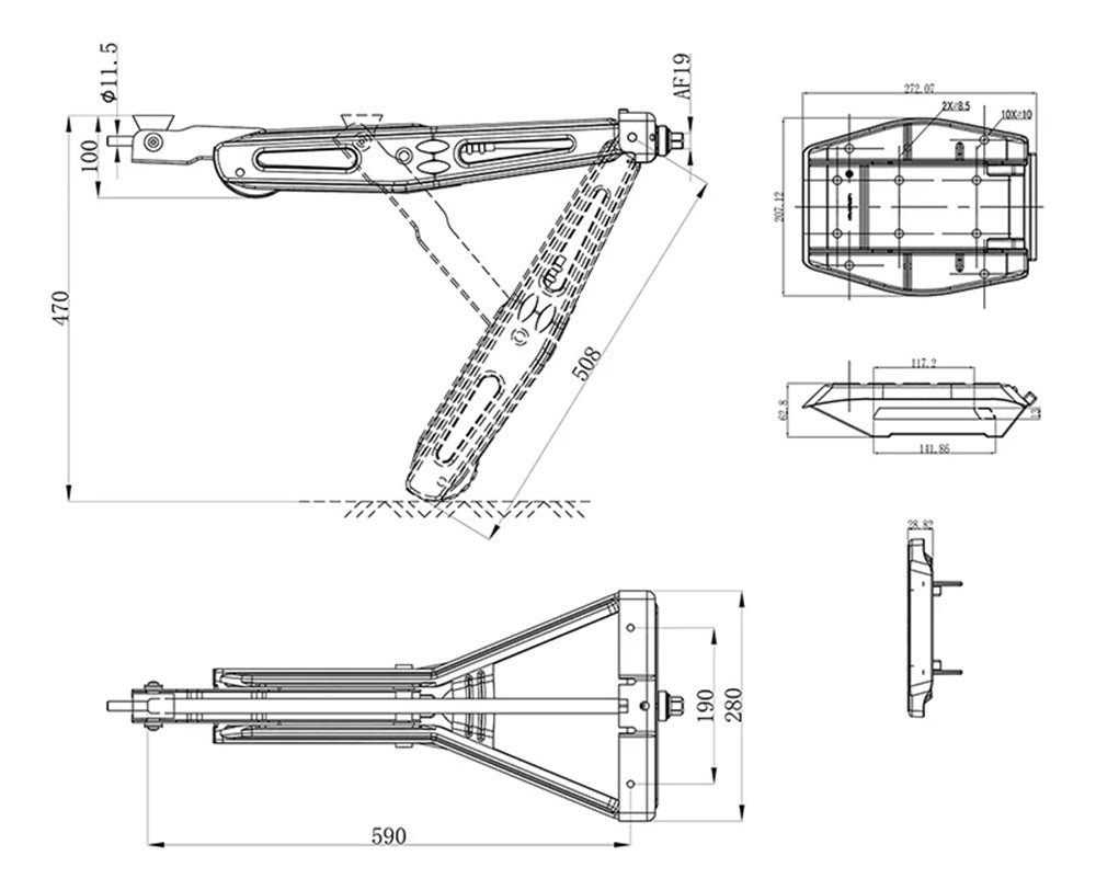 ProPlus 361514V01 Ausdrehstütze 1000g 605x280mm H:470mm Abstellstütze mit Stützplatte