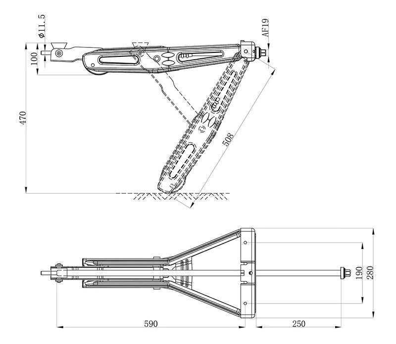 ProPlus 361515 Ausdrehstütze 1000g 605x280mm H:470mm Abstellstütze mit erweitertem Nivelliermechanismus