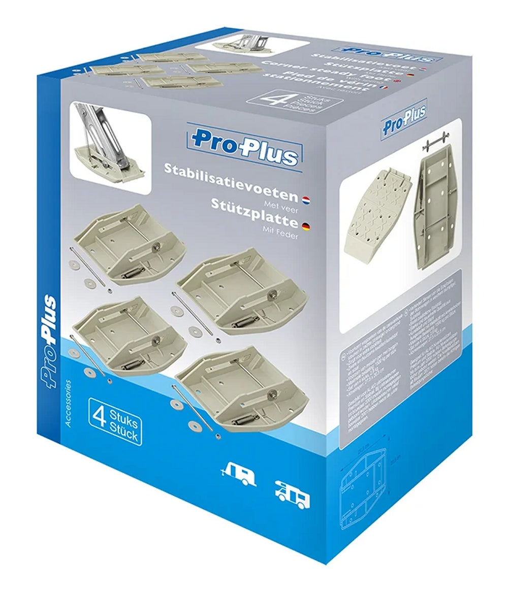 ProPlus 361519 4 Stück Stützplatten mit Feder Unterlegplatten für Eckstützen auf weichem Boden
