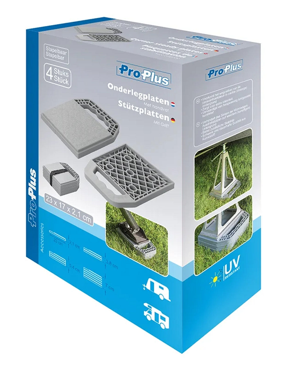 ProPlus 361538V01 4 Stück Stützplatten stapelbar mit Griff Unterlegplatten