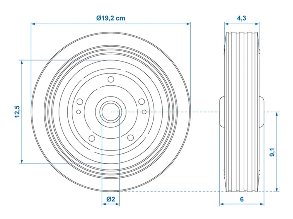 ProPlus 341540 Ersatzrad für Stützrad Metallfelge mit Vollgummireifen 200x50mm