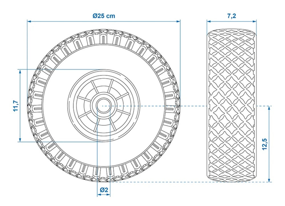 ProPlus 341542PU Ersatzrad für Stützrad Kunststofffelge mit PU Reifen 260x85mm