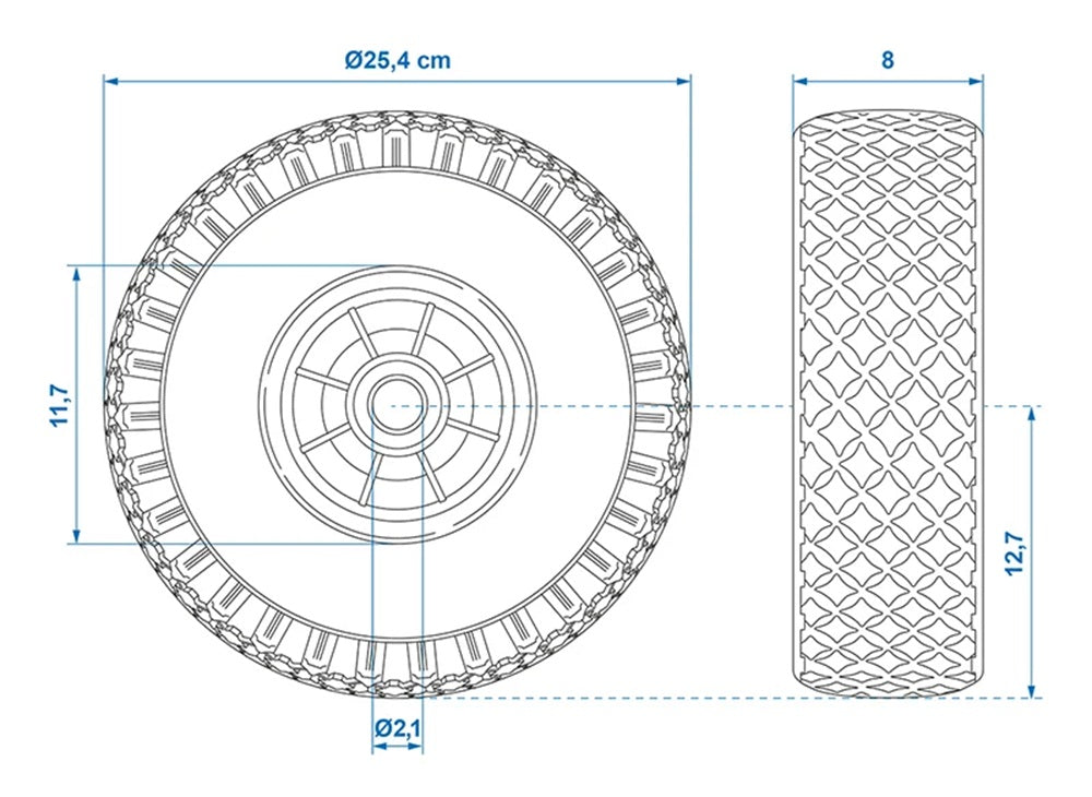 ProPlus 341554PU Ersatzrad für Stützrad Kunststofffelge mit PU Reifen 10" 3.00-4