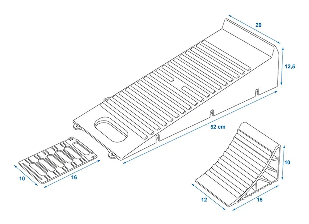 ProPlus 361560V01 2 Stück Ausgleichskeile mit Unterlegkeil Auffahrrampen