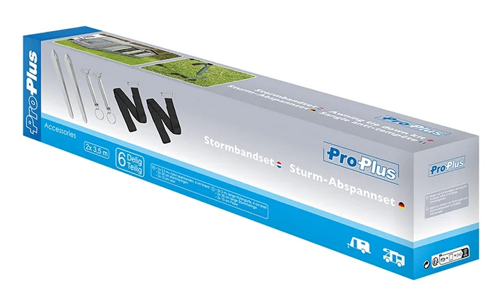 ProPlus 361712 Sturm Abspannset Abspannband 2 x 3,5 Meter mit Heringen