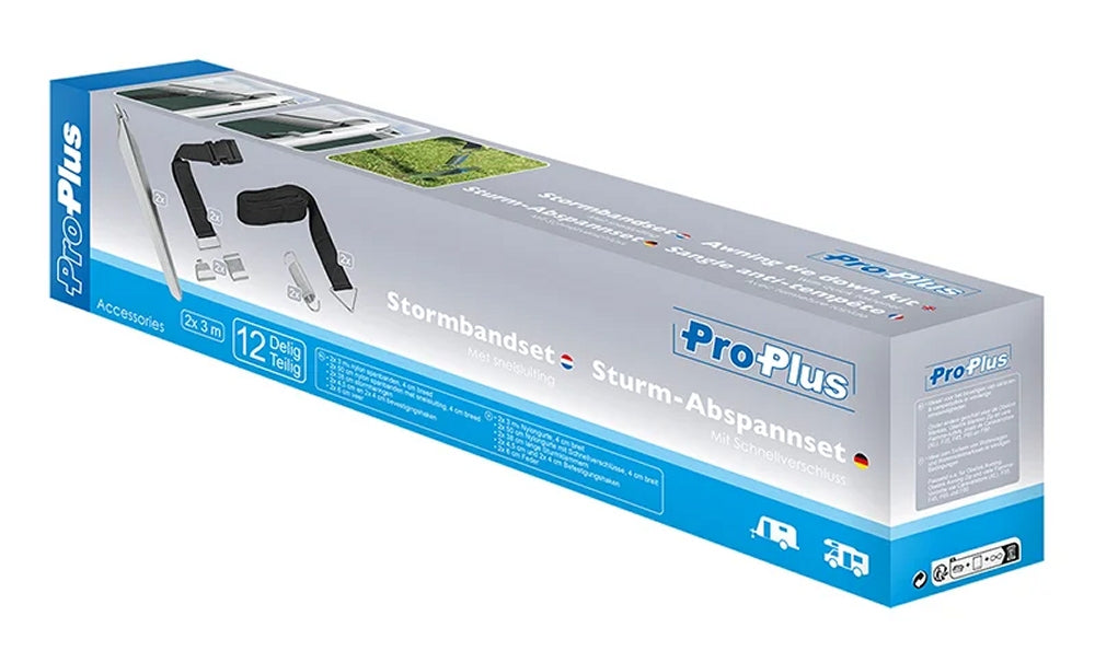 ProPlus 361713 Sturm Abspannset Abspannband 2 x 3,0 Meter mit Schnellverschluss