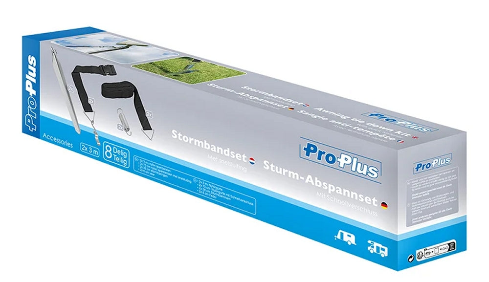 ProPlus 361714 Sturm Abspannset Abspannband 2 x 3,0 Meter mit Schnellverschluss