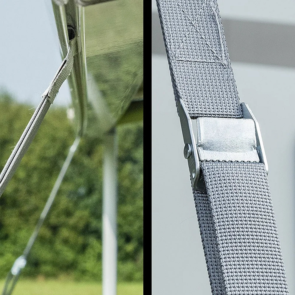 ProPlus 361729 Abspannset Abspannband Set 2x4,8M mit Kederbefestigung für Markisenschiene gegen Sturm