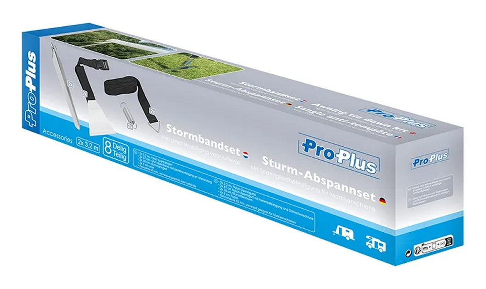 ProPlus 361729V01 Sturm Abspannset Abspannband 2 x 3,2 Meter mit Spanngliedbefestigung für Markisenschiene