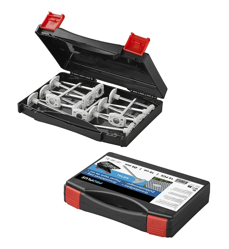 ProPlus 361736V02 15 Stück Zeltbodennagel Metall im Koffer Heringe Zeltnagel