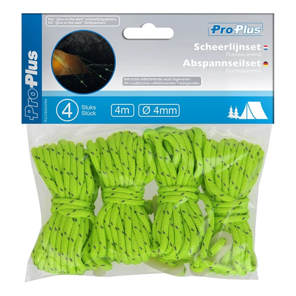 ProPlus 361802 Satz Abspannseile fluoreszierend leuchtend 4 teilig