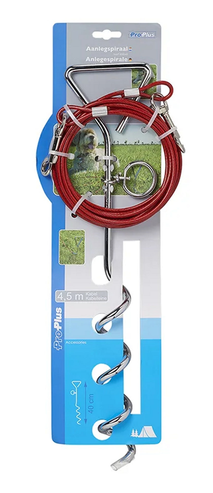 ProPlus 361857 Anlegespirale mit Kabelleine Erdhaken Grundanker Hunde Hundeleine