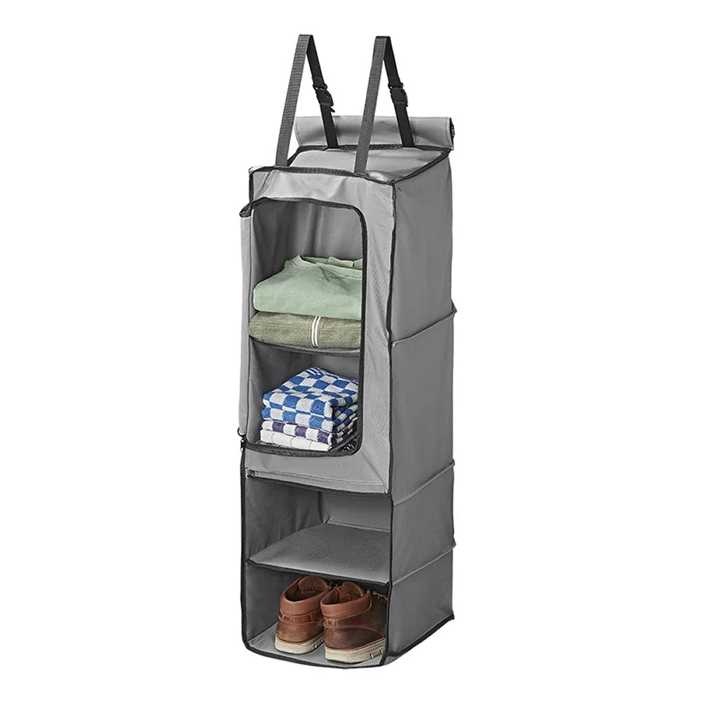 ProPlus 362067 Hängeaufbewahrung 4 Fächer 34 x 34 x 96cm mit Reißverschlussfach & 7mm Keder