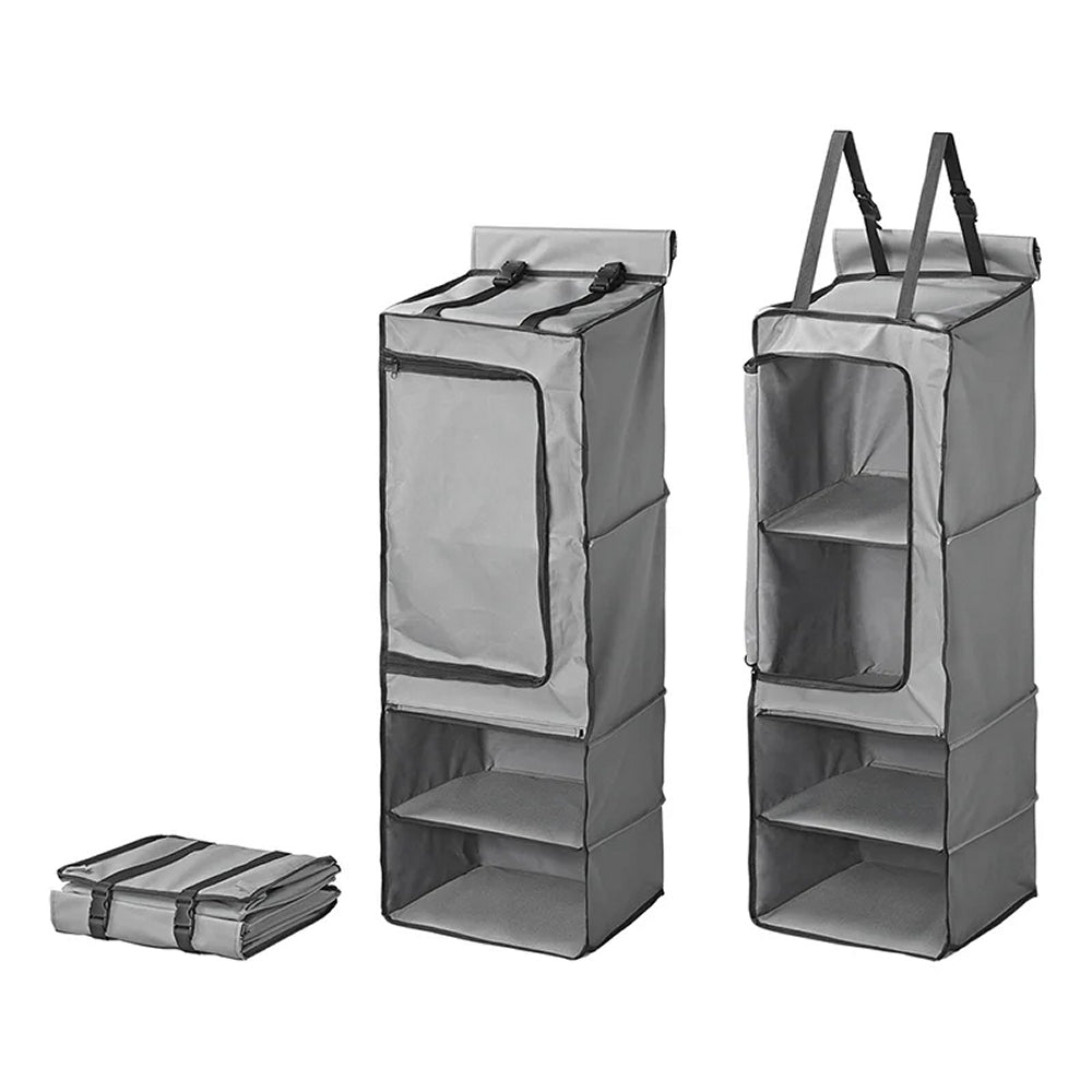 ProPlus 362067 Hängeaufbewahrung 4 Fächer 34 x 34 x 96cm mit Reißverschlussfach & 7mm Keder