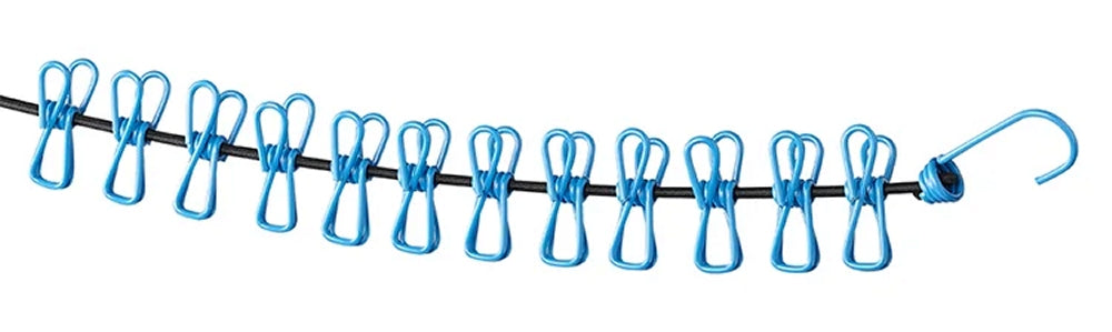 ProPlus 362103 Wäscheleine elastisch mit 12 Wäscheklammern Camping