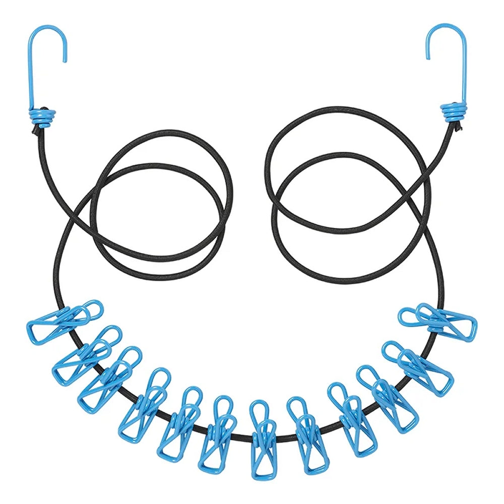 ProPlus 362103 Wäscheleine elastisch mit 12 Wäscheklammern Camping