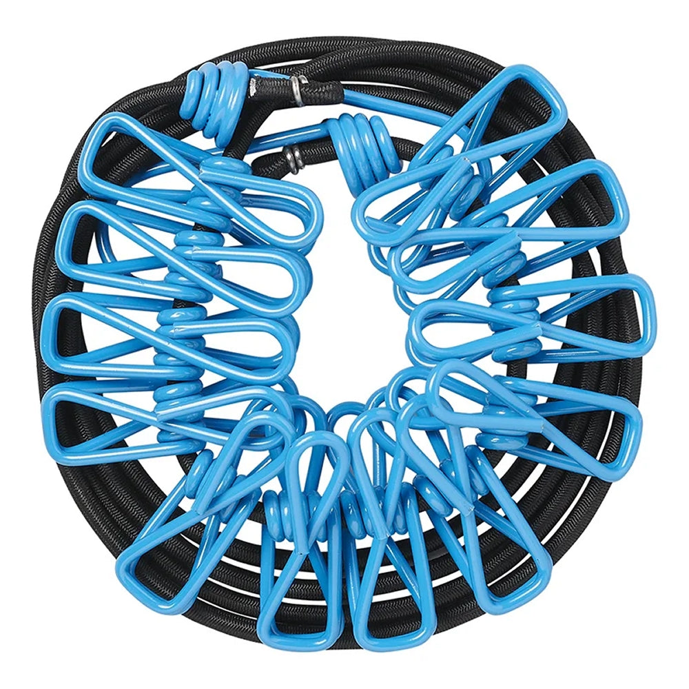 ProPlus 362103 Wäscheleine elastisch mit 12 Wäscheklammern Camping