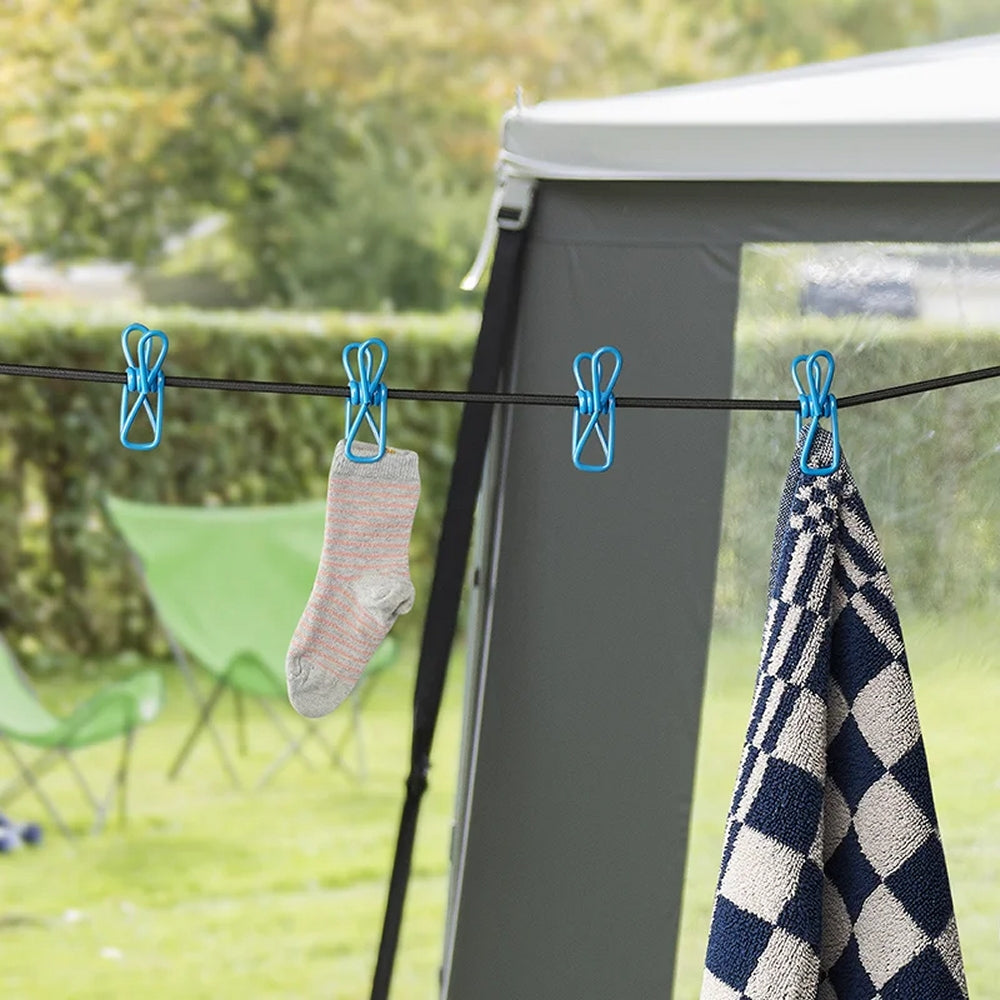 ProPlus 362103 Wäscheleine elastisch mit 12 Wäscheklammern Camping